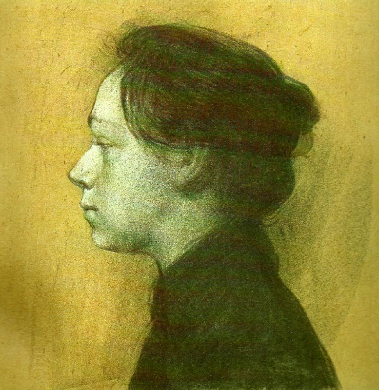 kathe kollwitz sjalvportratt i profil till vanster China oil painting art